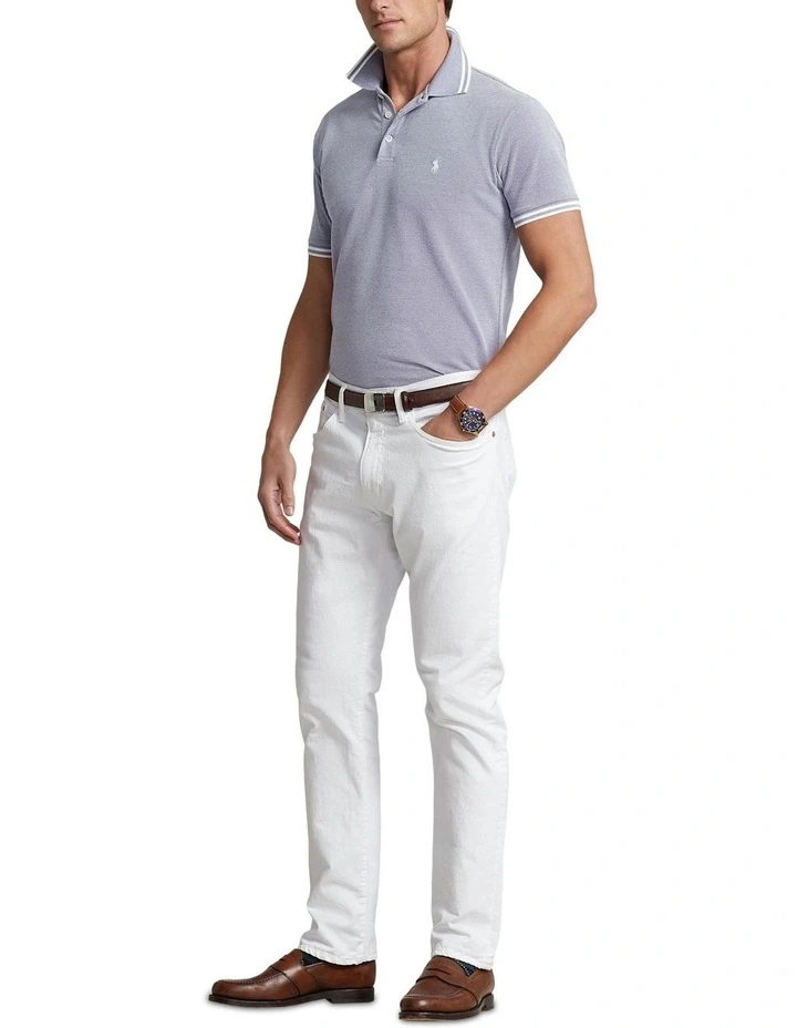 Custom Slim Fit Stretch Mesh Polo Shirt in Blue image 3