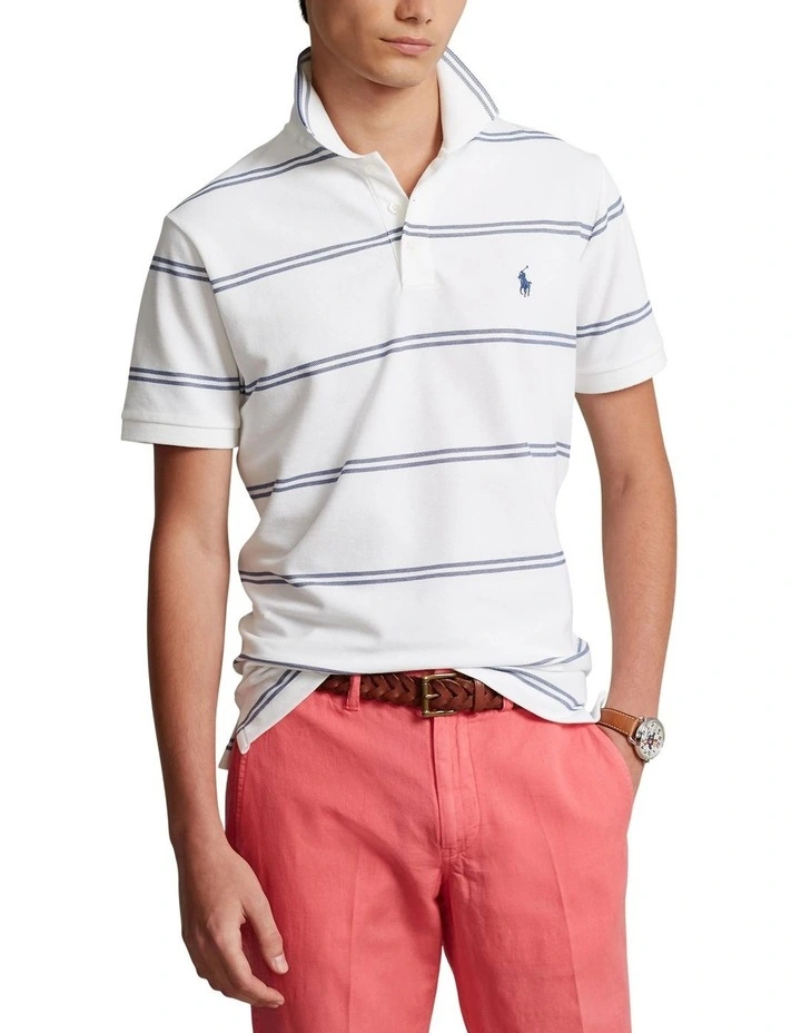 Polo Ralph Lauren Custom Slim Fit Stretch Mesh Polo Shirt in White | MYER