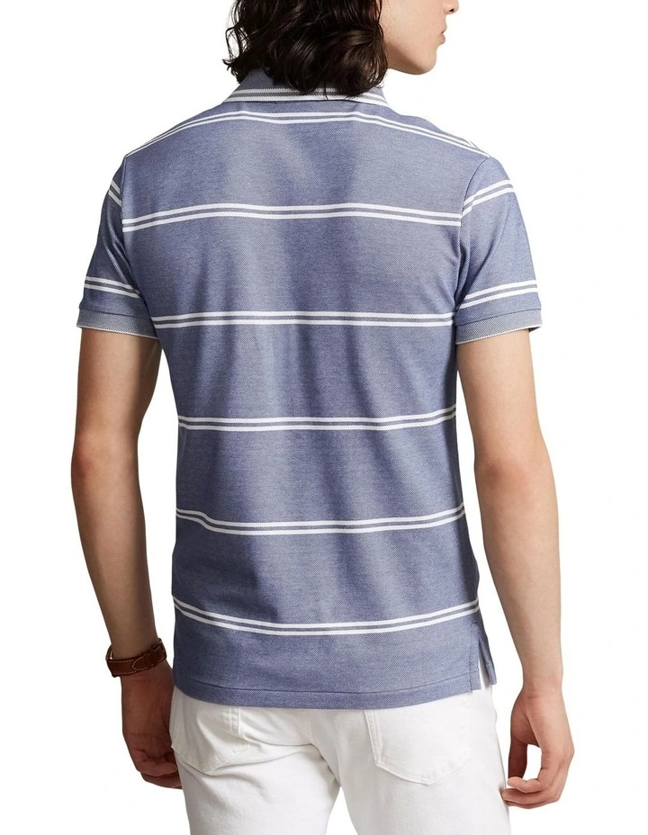 Custom Slim Fit Stretch Mesh Polo Shirt in Navy image 2