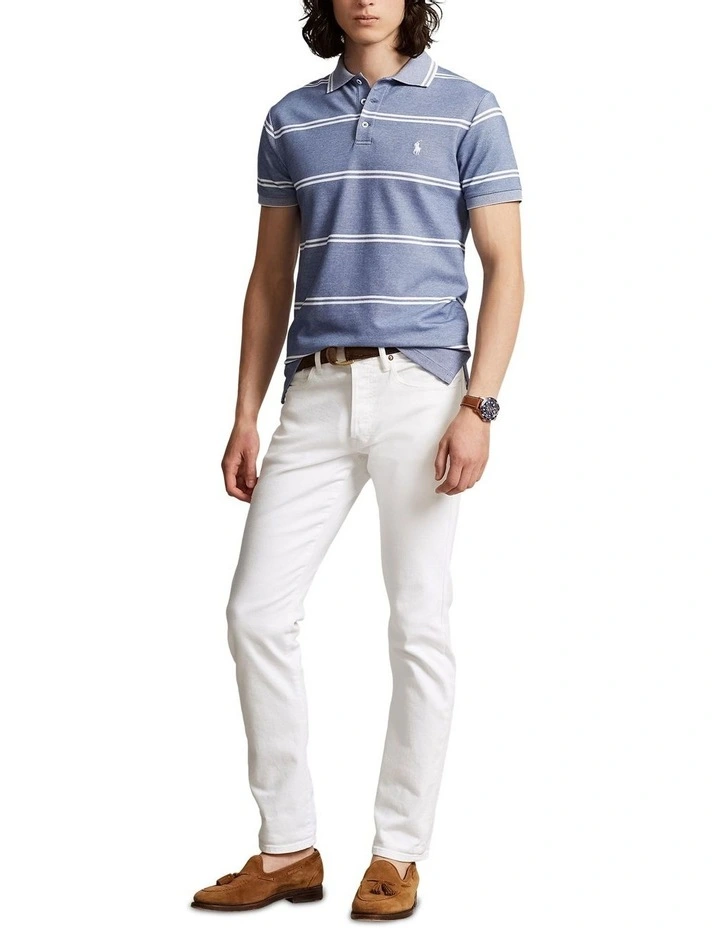 Custom Slim Fit Stretch Mesh Polo Shirt in Navy image 3