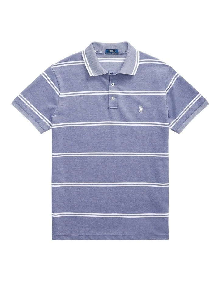 Custom Slim Fit Stretch Mesh Polo Shirt in Navy image 4