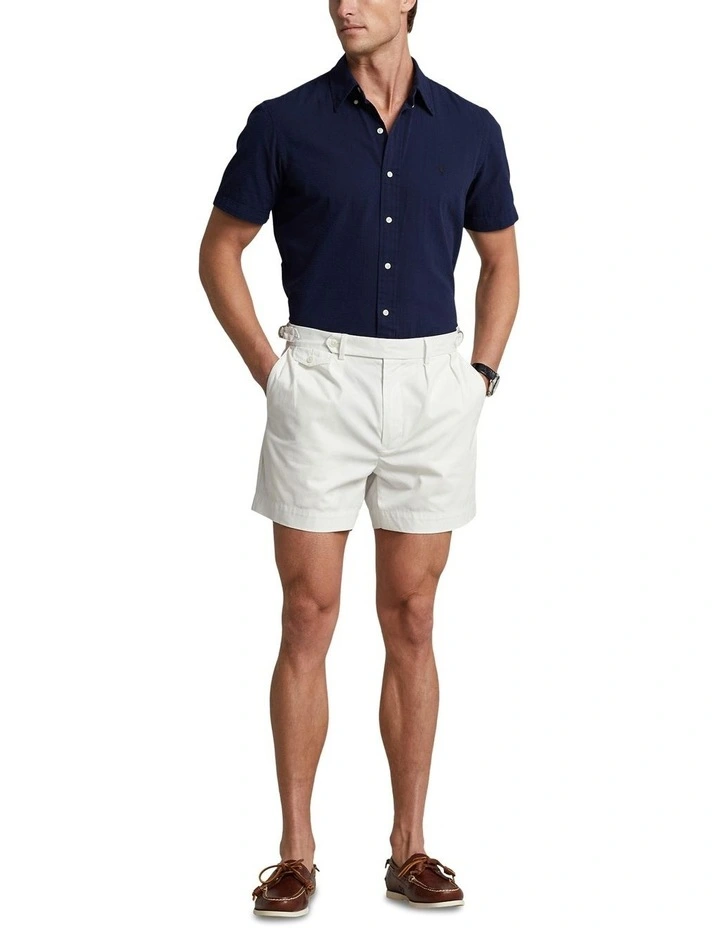 Classic Fit Seersucker Shirt in Navy image 3