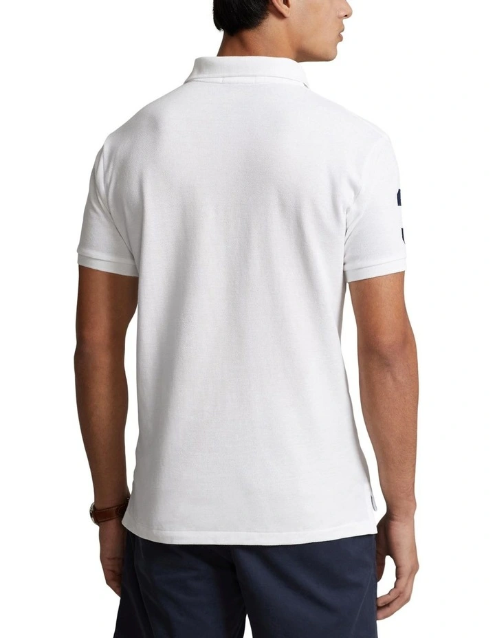 Custom Slim Fit Mesh Polo Shirt in White image 2