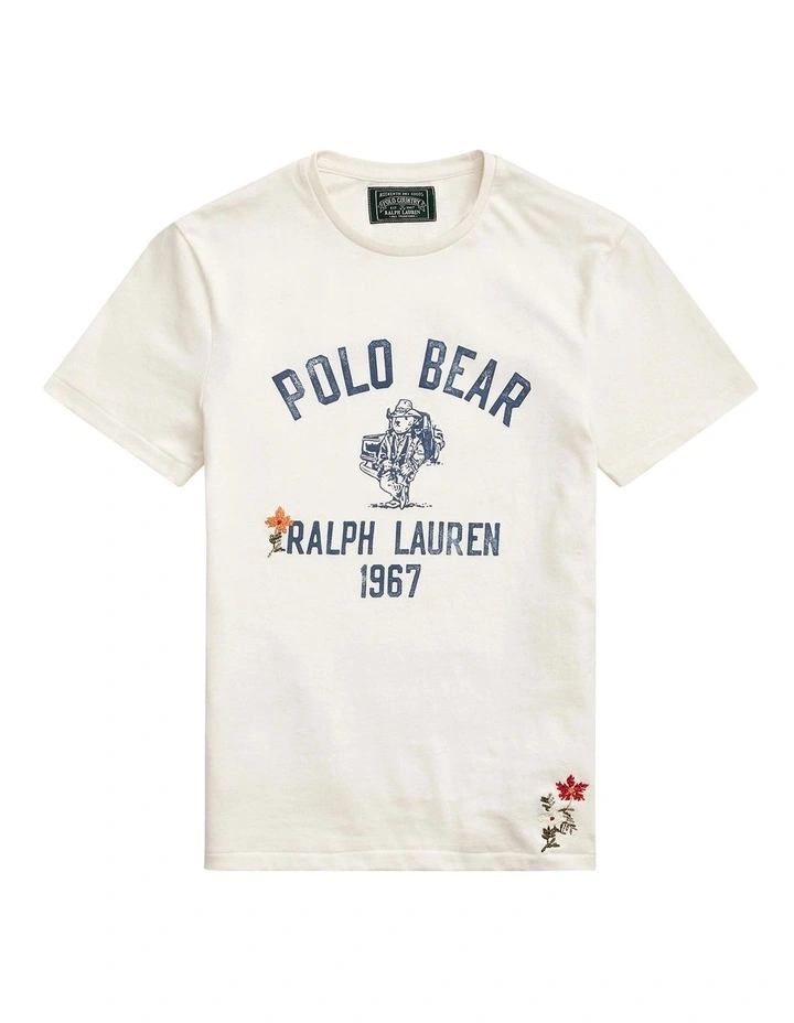 Custom Slim Fit Polo Bear Jersey T-shirt in White image 4