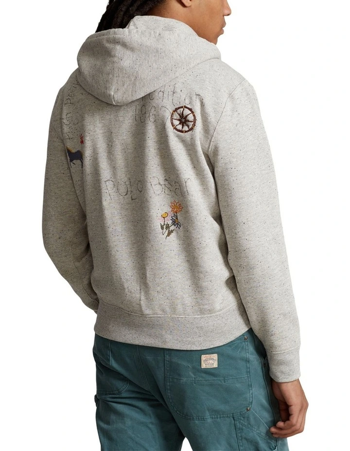 Polo Bear Fleece Hoodie in Grey image 2