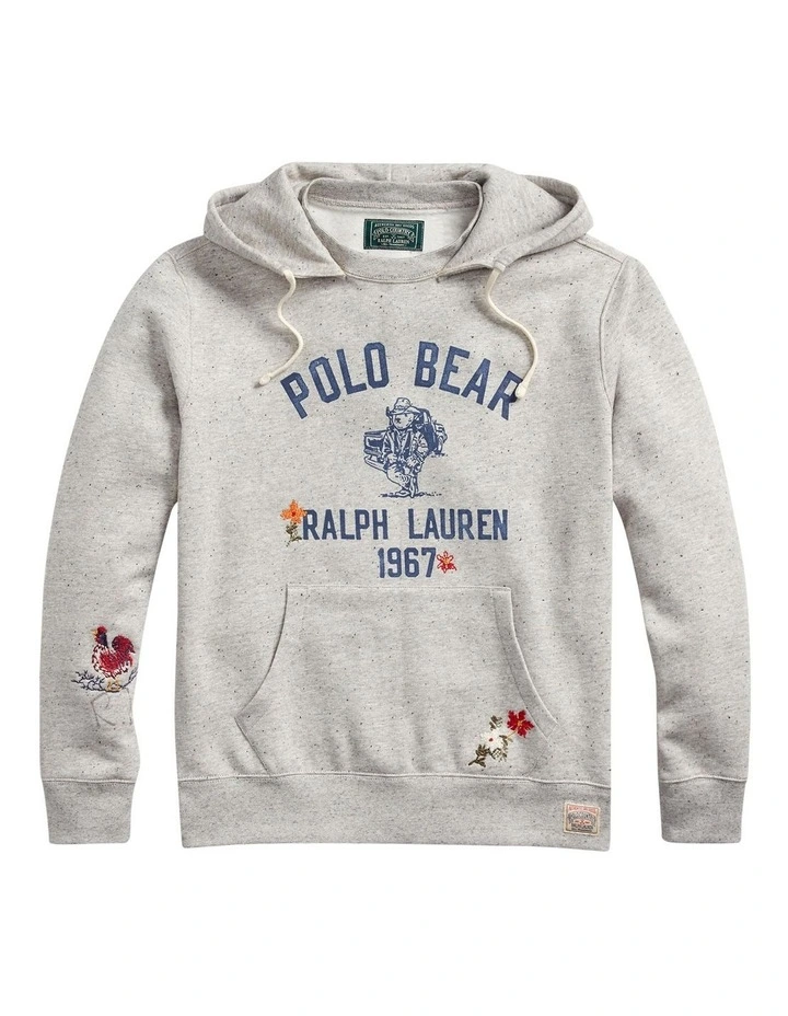 Polo Bear Fleece Hoodie in Grey image 4