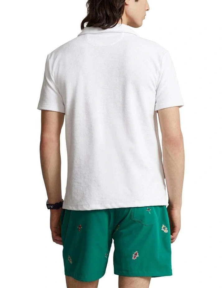 Custom Slim Fit Terry Polo Shirt in White image 2