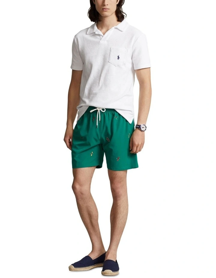 Custom Slim Fit Terry Polo Shirt in White image 3