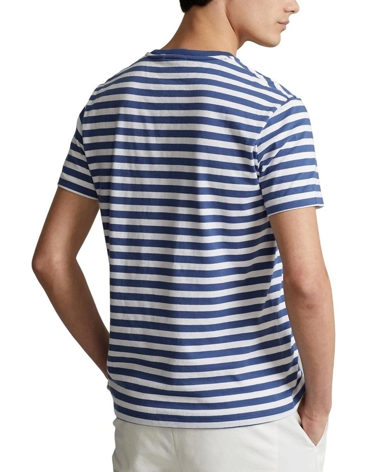 Custom Slim Fit Striped Jersey T-shirt in Navy image 2
