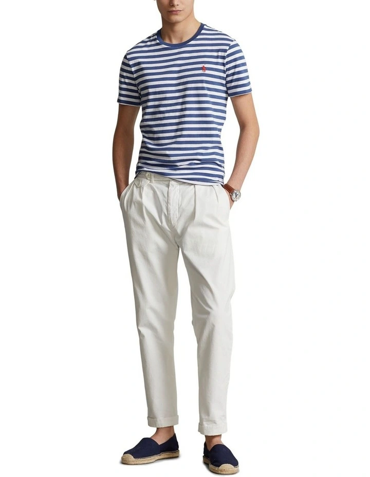 Custom Slim Fit Striped Jersey T-shirt in Navy image 3