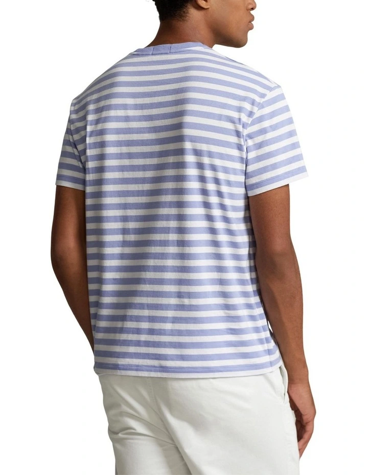Custom Slim Fit Striped Jersey T-shirt in Blue image 2