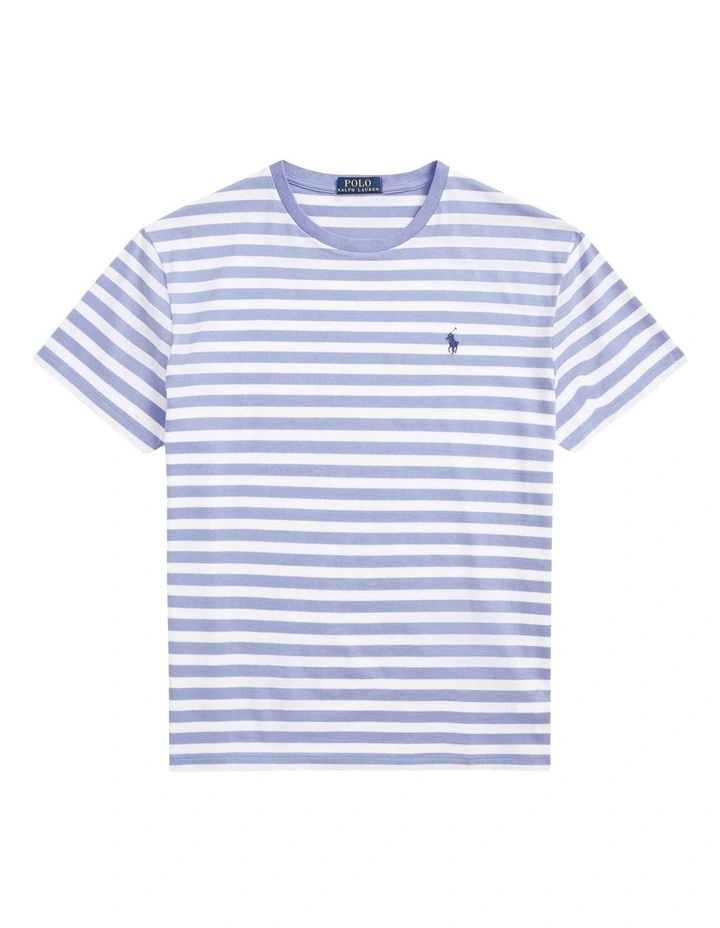 Custom Slim Fit Striped Jersey T-shirt in Blue image 4