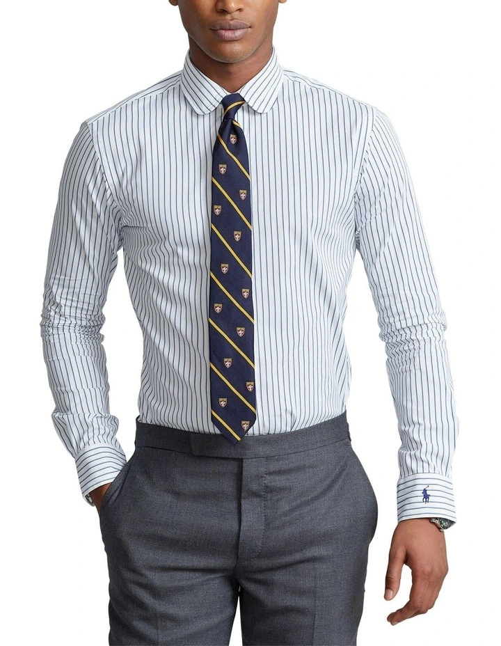 Polo Ralph Lauren Custom Fit Striped Poplin Shirt in White MYER