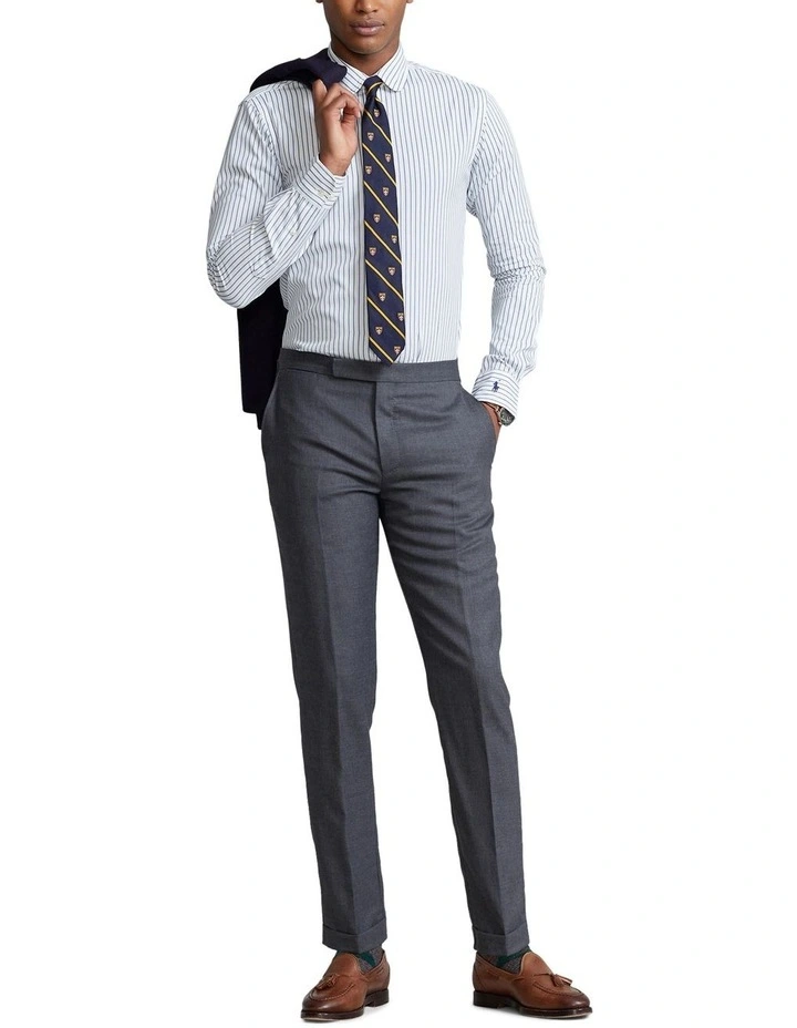 Custom Fit Striped Poplin Shirt in White image 3