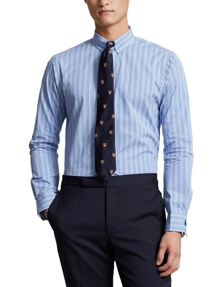 Classic Fit Striped Poplin Shirt in Blue image 1