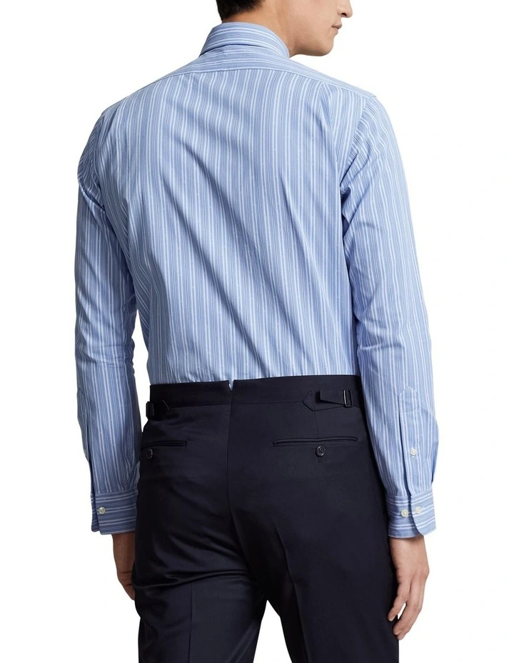 Classic Fit Striped Poplin Shirt in Blue image 2