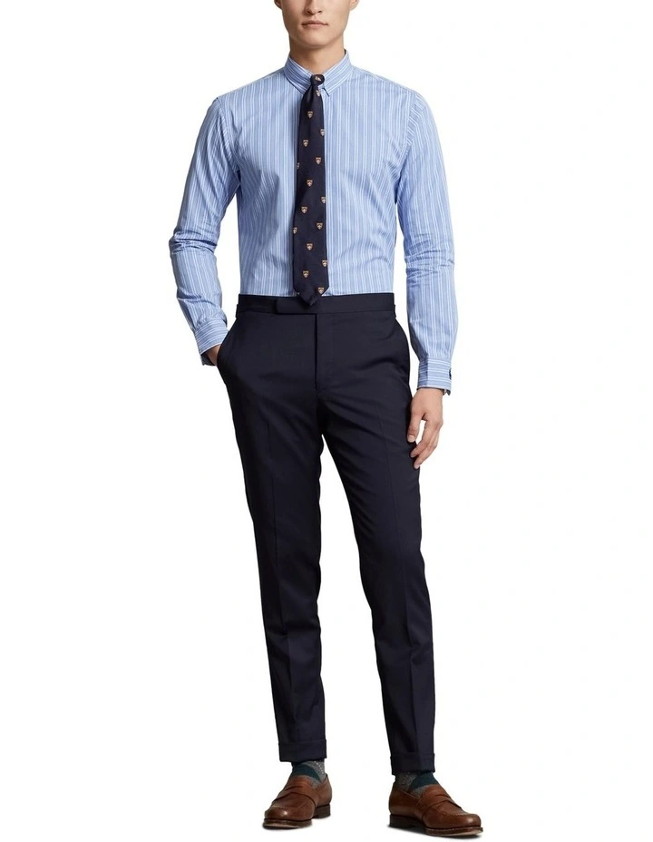 Classic Fit Striped Poplin Shirt in Blue image 3
