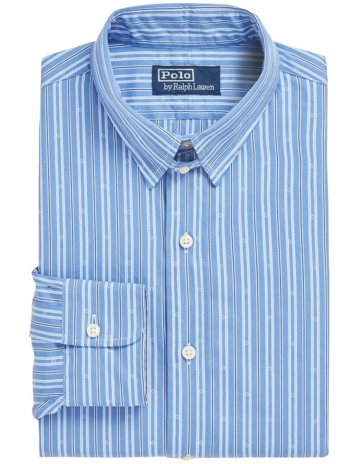 Classic Fit Striped Poplin Shirt in Blue image 4