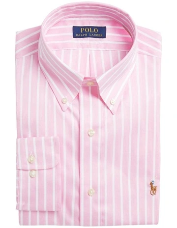 Classic Fit Striped Oxford Shirt in Pink