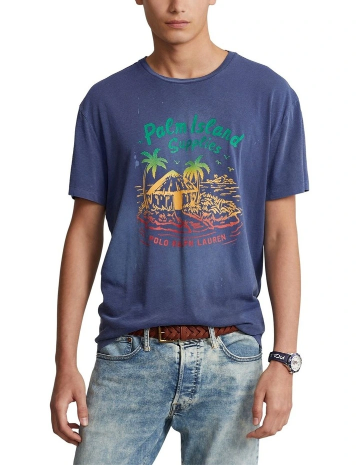 Slub Jersey Classic Fit Graphic T-shirt in Navy image 1