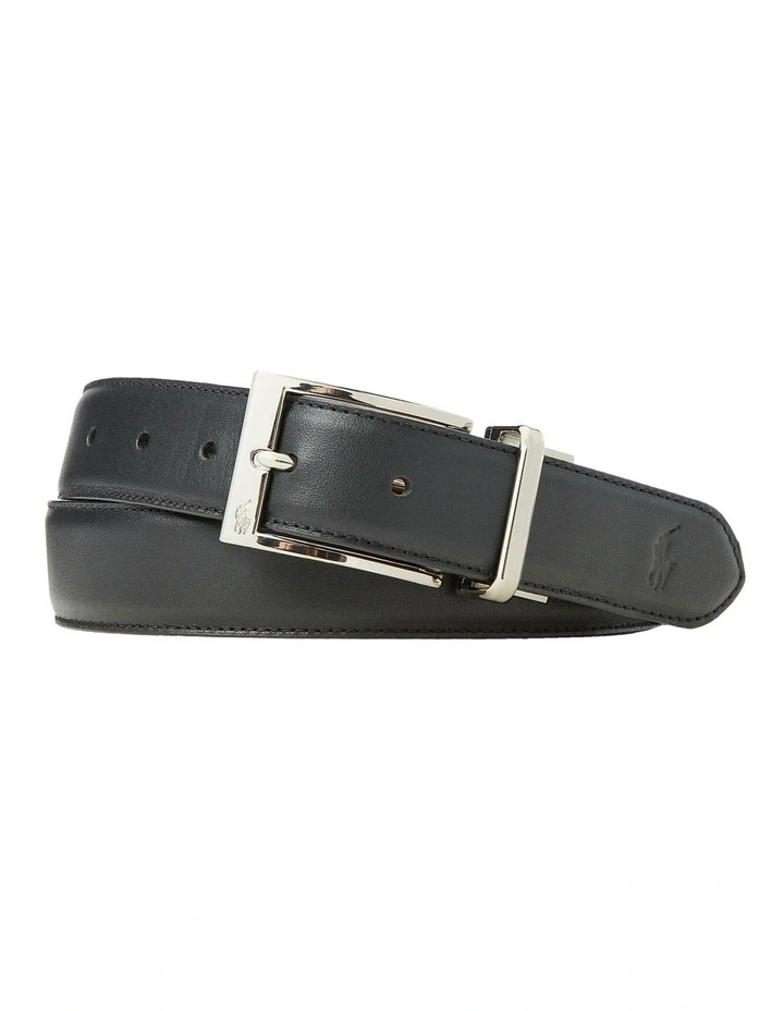 Reversible Leather Dress Belt in Black image 1