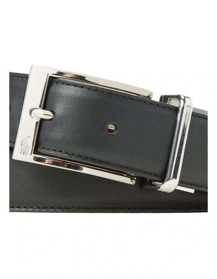 Reversible Leather Dress Belt in Black image 2