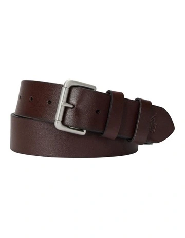 Leather Roller-Buckle Belt in Brown