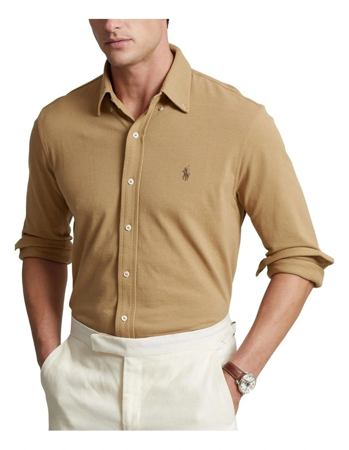 Featherweight Mesh Shirt in Beige image 1