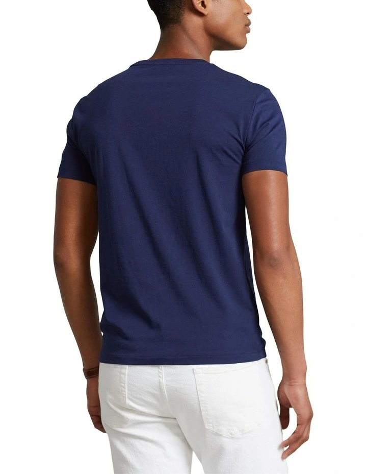 Custom Slim Fit Polo Bear Jersey T-Shirt in Navy image 2