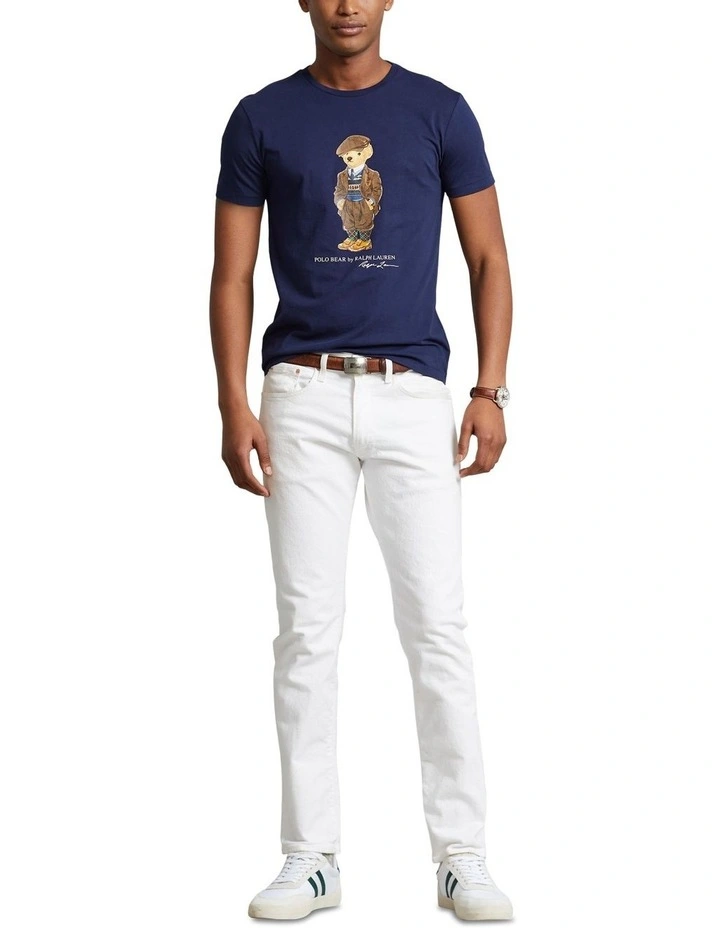 Custom Slim Fit Polo Bear Jersey T-Shirt in Navy image 3