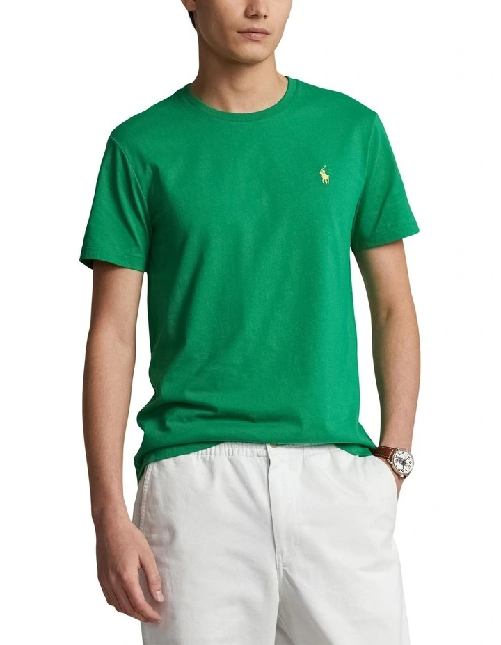 Custom Slim Fit Jersey Crewneck T-Shirt in Green image 1