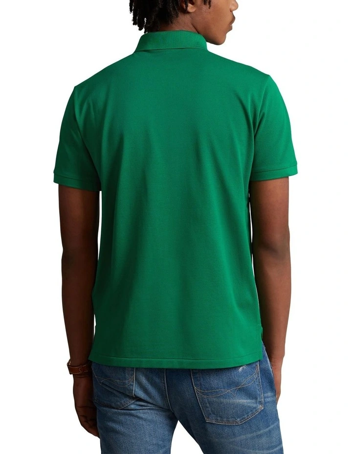 Custom Slim Fit Stretch Mesh Polo Shirt in Green image 2