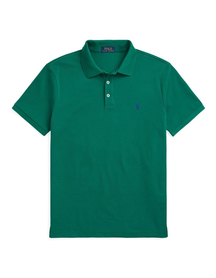 Custom Slim Fit Stretch Mesh Polo Shirt in Green image 4