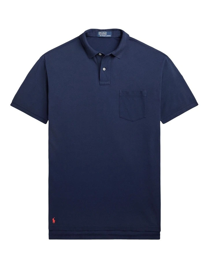 Big Fit Mesh Polo Shirt in Blue image 1