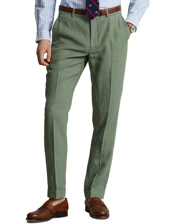 Linen Suit Trouser in Green image 1