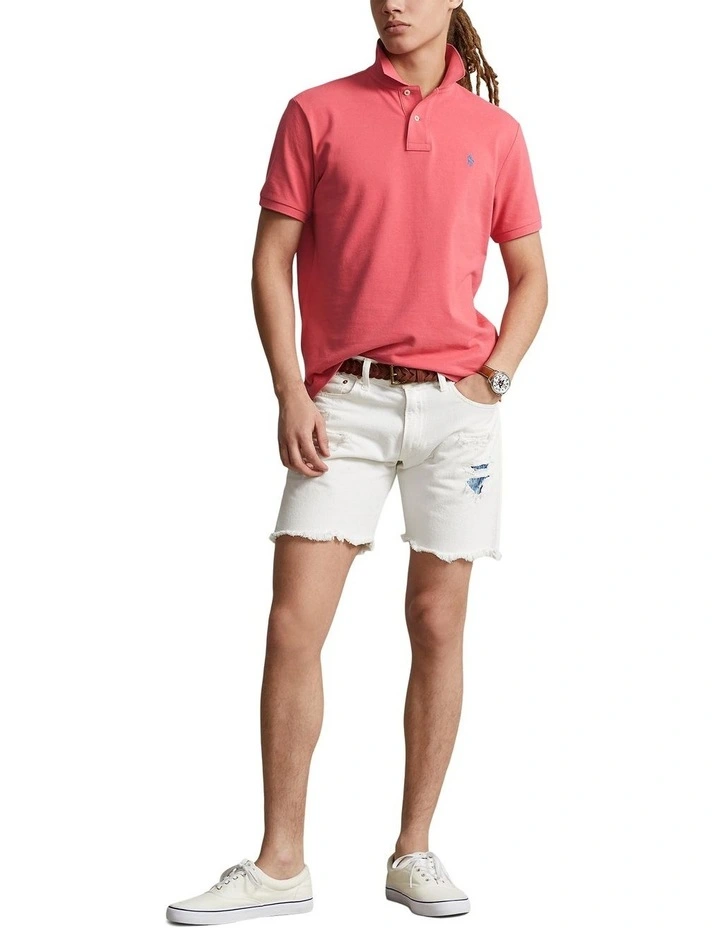 Classic Fit Mesh Polo Shirt in Red image 3
