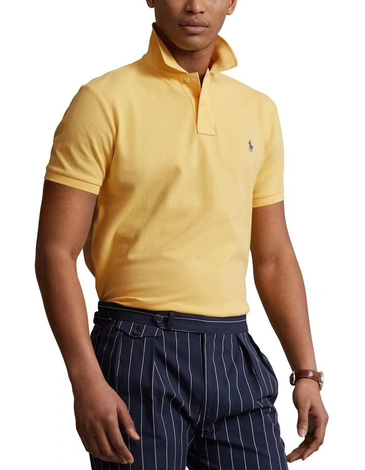 Custom Slim Fit Mesh Polo in Yellow image 1