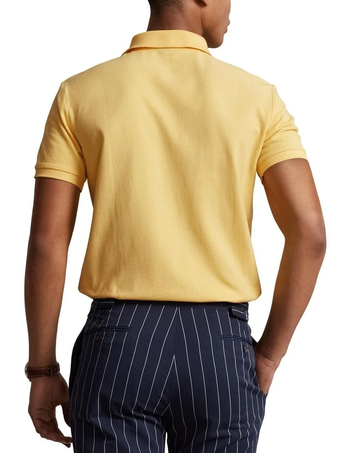 Custom Slim Fit Mesh Polo in Yellow image 2