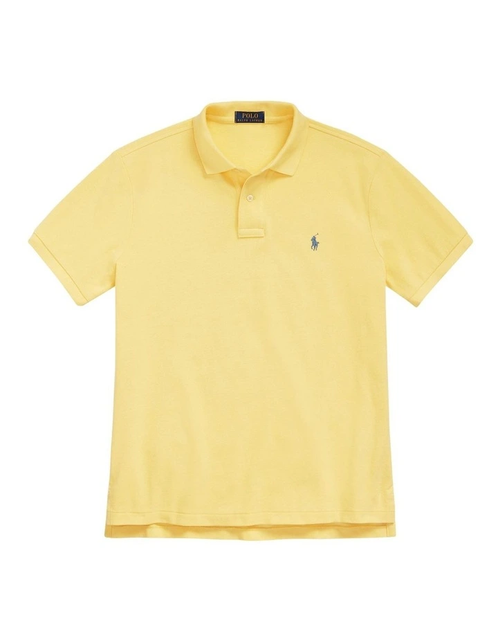 Custom Slim Fit Mesh Polo in Yellow image 4