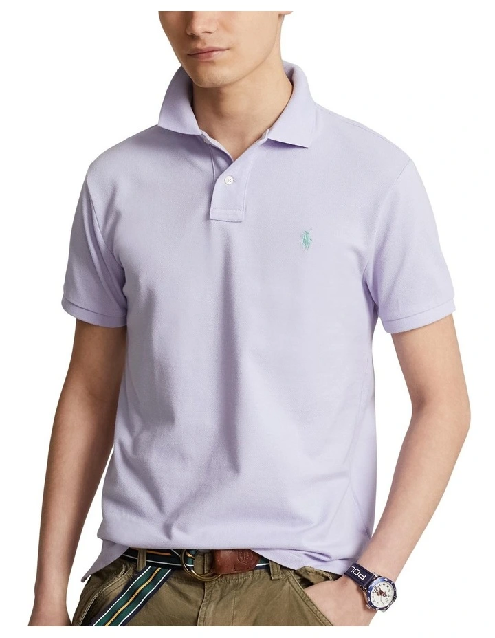 Custom Slim Fit Mesh Polo Shirt in Purple image 1
