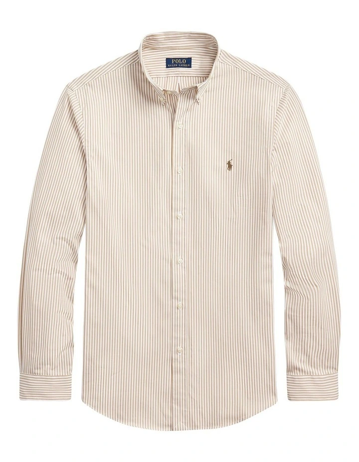Polo Ralph Lauren Classic Fit Striped Stretch Poplin Shirt in Beige | MYER