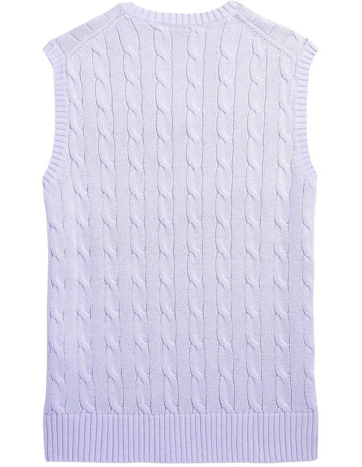 Cable-Knit Cotton Sweater Vest in Purple image 2