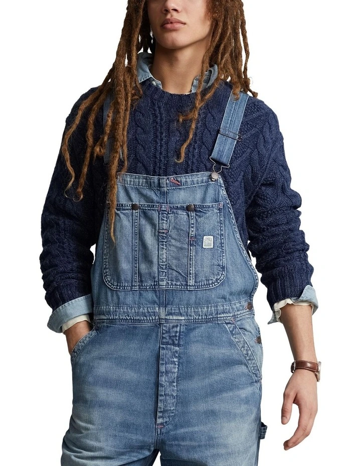 Faded Denim Overall in Blue image 1