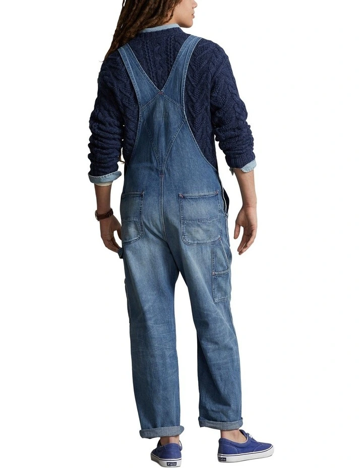 Faded Denim Overall in Blue image 2