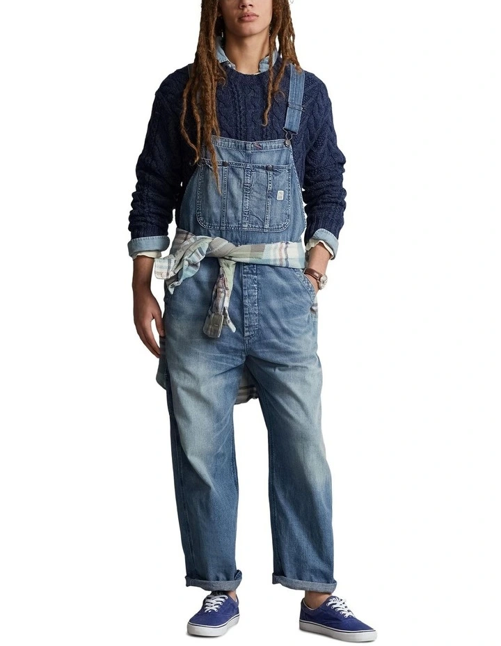 Faded Denim Overall in Blue image 3