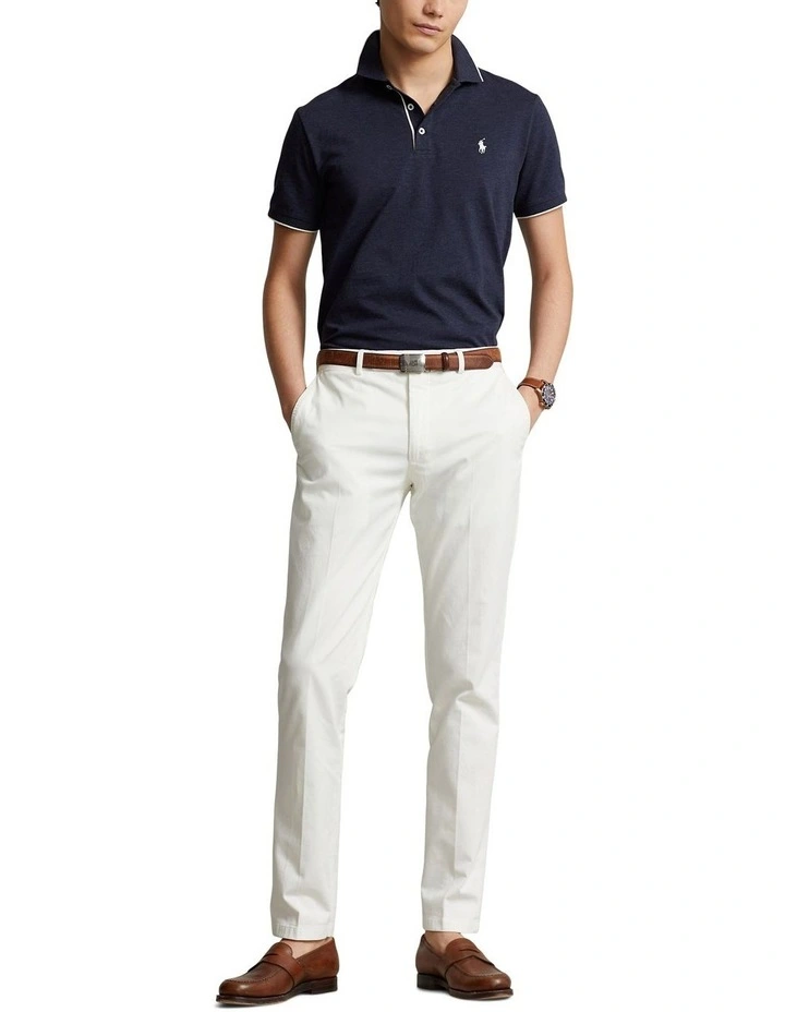 Custom Slim Fit Textured Mesh Polo Shirt in Navy image 3