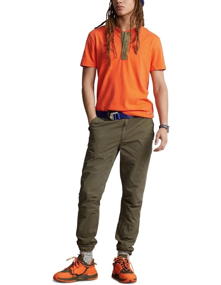 Jersey Henley Shirt in Orange image 3
