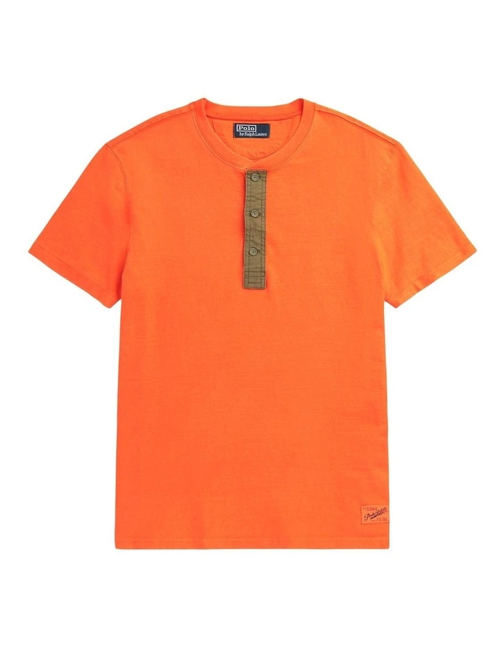 Jersey Henley Shirt in Orange image 4
