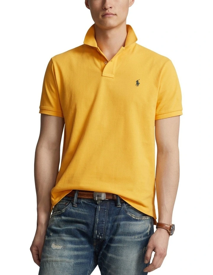 Polo Ralph Lauren Custom Slim Fit Mesh Polo Shirt in Yellow MYER