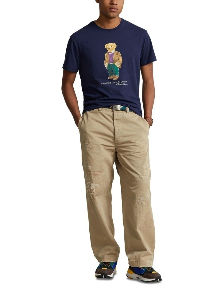 Custom Slim Fit Polo Bear Jersey T-shirt in Blue image 3